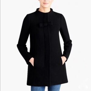 J Crew Black Bow Front Coat Size 4
